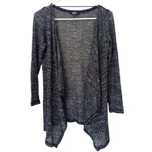 Jennyfer Women Charcoal Gray Lightweight Knit Waterfall Sweater Cardigan Size XS
